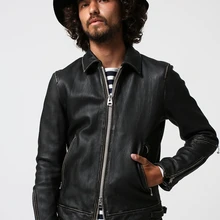 Высокая мода, брендовая приталенная винтажная куртка из натуральной кожи для мужчин, стирается из кожи овчины, байкерская куртка для мужчин, стильное кожаное пальто