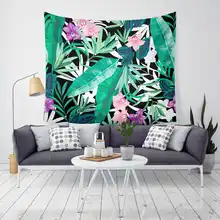 Tropical Rainforest Green Plants Leave Tapestry Large Wall Hanging Floral Mandala Bohemian Carpet Woven Decorative Cloth Boho