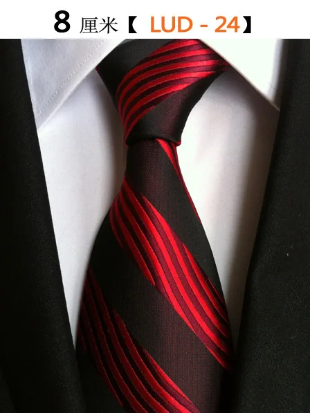 52 цвета Классический 8 см галстук для мужчин шелковый галстук Роскошный Полосатый деловой шейный галстук костюм галстук для свадебной вечеринки мужской подарок - Цвет: LUD-24