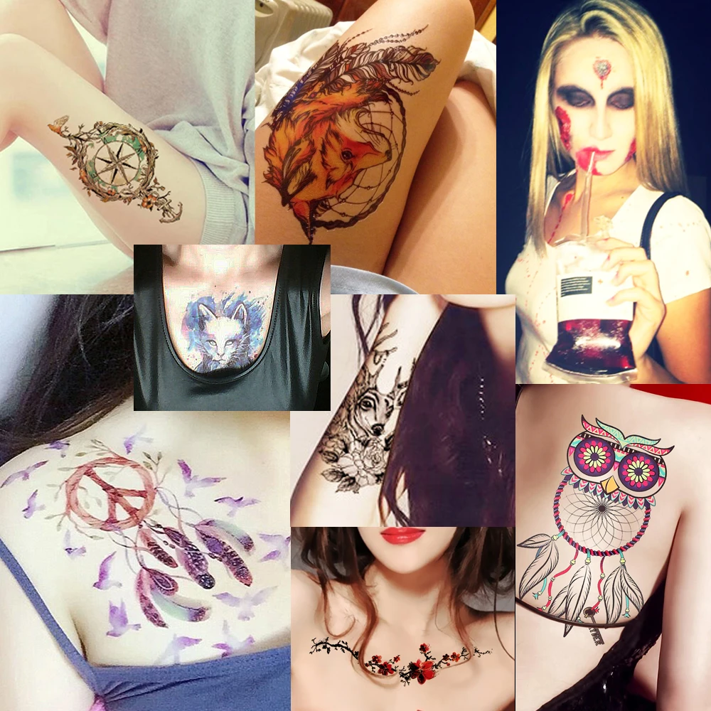 Тату наклейка Временная водостойкая для мужчин и женщин 1 лист|arm chest|leg tattoodesigner
