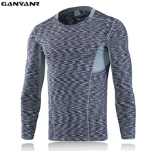 Ganyanr бренд Бег футболка Для мужчин сжатия Спортивная Фитнес Бодибилдинг Зима с длинным рукавом Центр Dry Fit Training Колготки для новорождённых