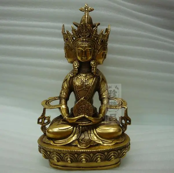 

TNUKK The copper statue of Buddha, Vairocana, Buddhist supplies, three face Buddha, Mahavairocana, patron saint, buddhism figure