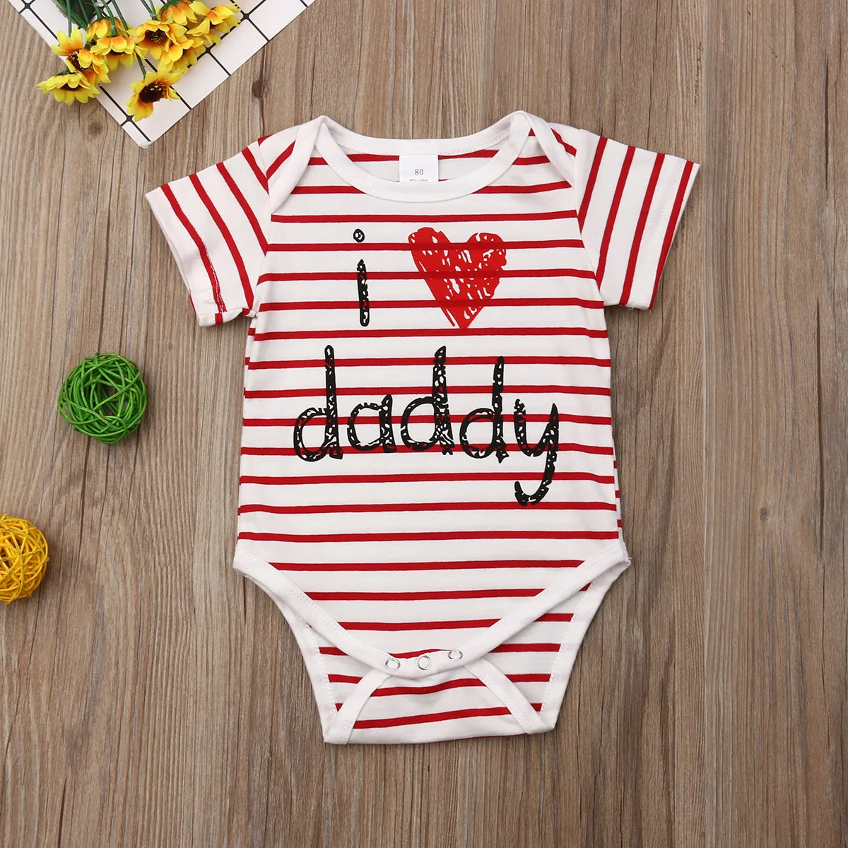 

Newborn Baby Boys Girls Clothes Cotton Striped Romper I Love Daddy Print Jumpsuit Outfits