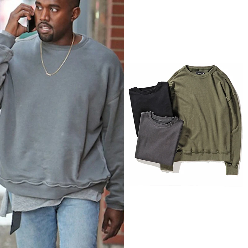 Уличная одежда винтажная Толстовка Оверсайз Kanye West потертые толстовки и свитшоты