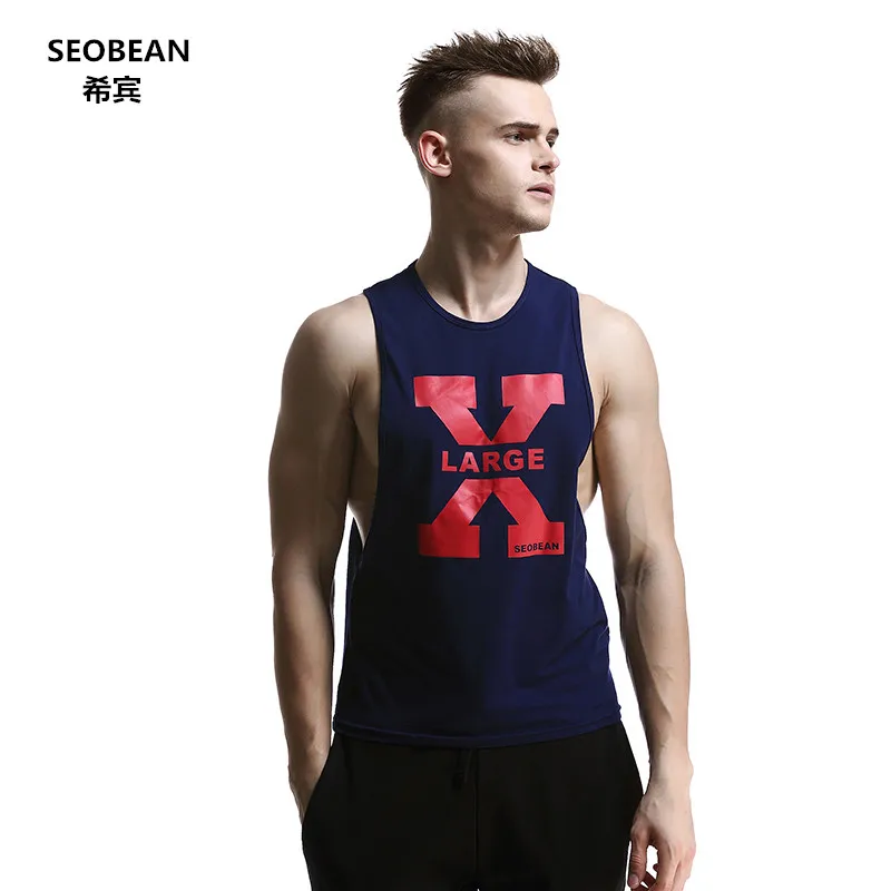 

New Seobean male vest casual cotton basic shirt breathable vesseled fashion tank top 6 colors