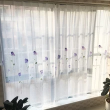 Современные Простые прозрачные шторы с цветочной вышивкой для гостиной, оконные тюли для кухни, вуаль из пряжи, занавески для детской спальни