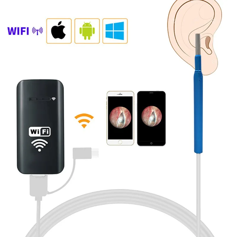 2019 WiFi Ear Endoscope 3.9MM Wireless Digital Ear Otoscope Inspection Camera With 6 LED Borescope for iPhone, Android, IPad ,PC