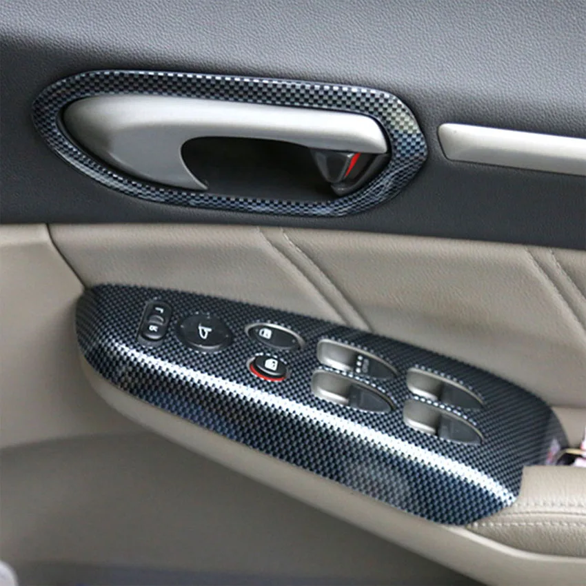 Автомобильный Стайлинг, интерьер, подлокотник, стеклоподъемник, кнопка включения, панель, накладка, ободок для Honda Civic 8th Gen 2006-2011 RHD ABS