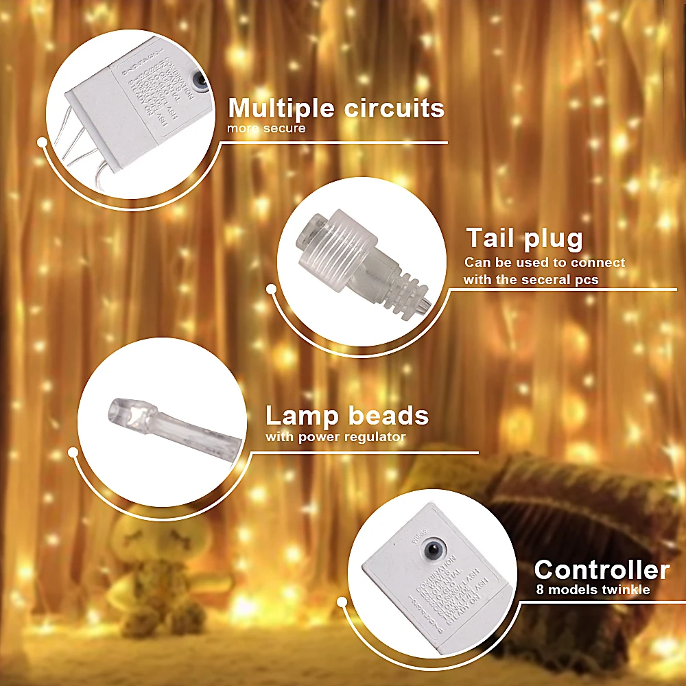 Goede 3x3 6x3 Afstandsbediening Gordijn LED Ijspegel String Fairy Kerst Licht Outdoor Indoor Decor LED Guirlande Straat Bruiloft Valentijn