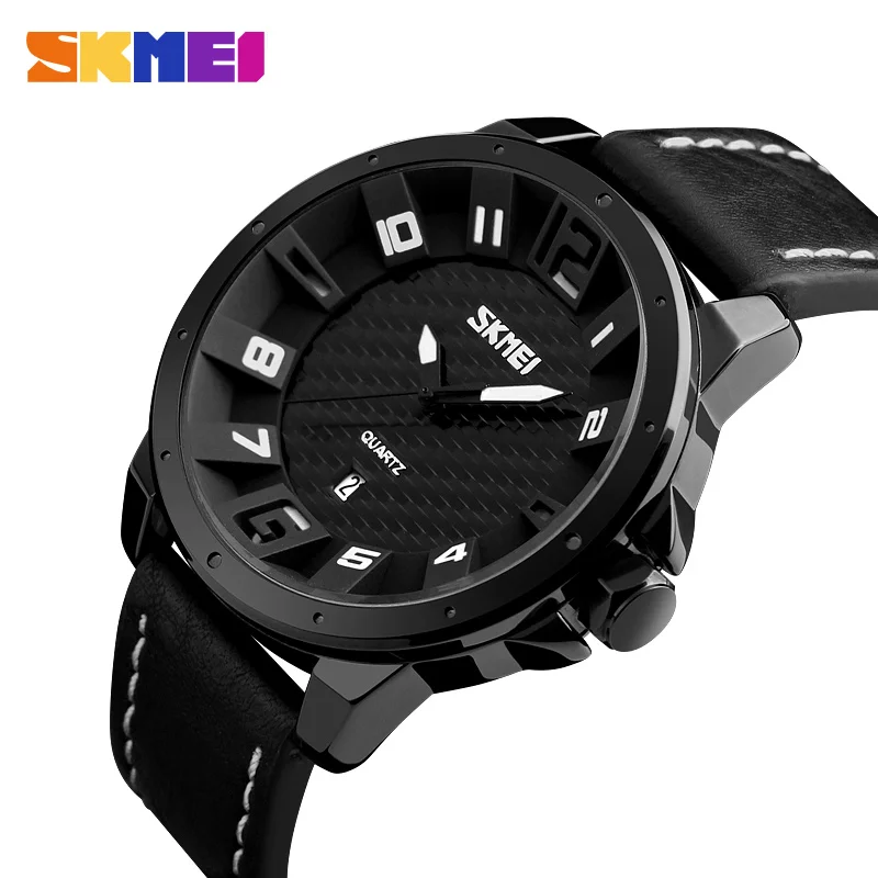 

2019 SKMEI Fashion Men Quartz Watches Sport Watches Leather Strap Casual Waterproof Male Wristwatches Relogio Masculino 9150 New