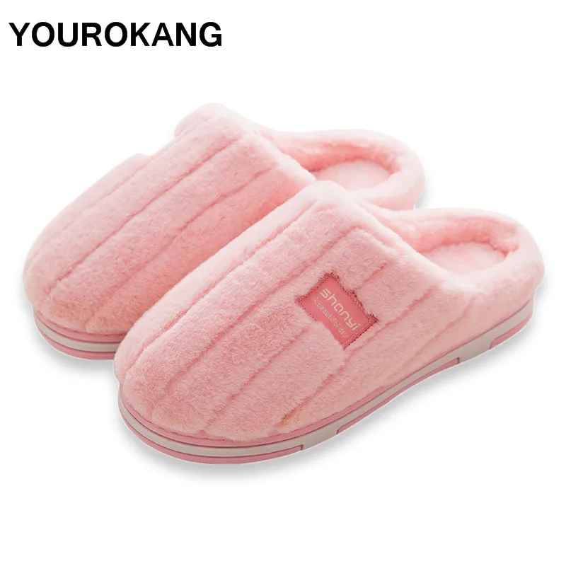 

Winter Women Shoes Warm Ladies Home Slippers Furry Plush Footwear House Pantufa Female Plus Size Indoor Bedroom Floor Footwear