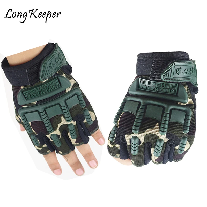 

5-13 Years old Kids Tactical Fingerless Gloves Military Armed Anti-Skid Rubber Knuckle half Finger Boys Girls Children Gloves