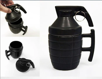 

Free Shipping New Creative Grenade Coffee mug 280ml Creative Grenade cups Practical Water mug with Lid Funny Gifts