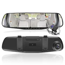 HGDO 4 3 FHD 1080P Dual Lens Car DVR White Mirror Dash Cam auto Recorder Rearview