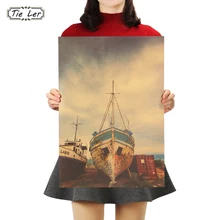 Gravata ler retro cartaz grande navio quebrado decoração de casa pintura navio foto parede adesivo decoração do quarto 36x51.5cm
