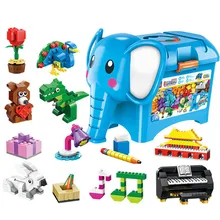 Просветите 1104 шт. Творческий собраны строительные блоки Слон Модель Кирпич игрушка
