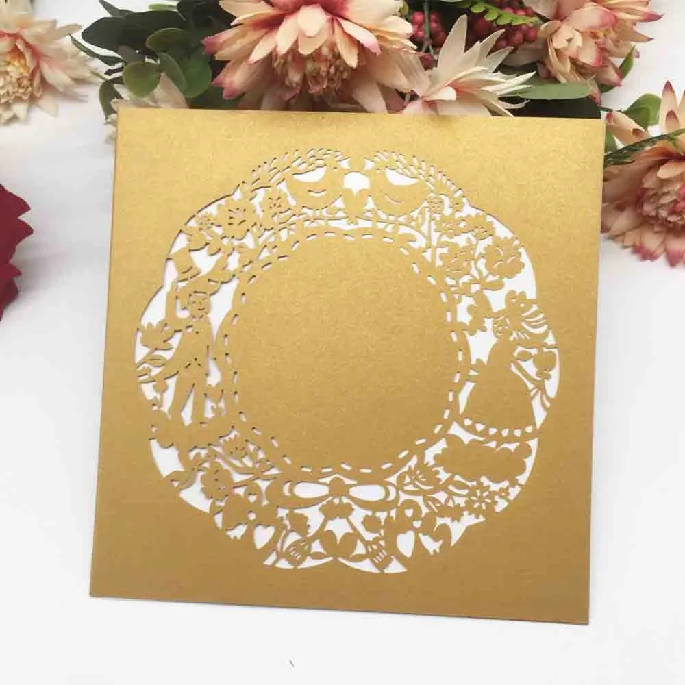 50pcs /lot Reference Sample Light Gold Dark Purple Pearl Paper Universal Invitation Card Wedding Anniversary Party Qj-159 | Дом и сад
