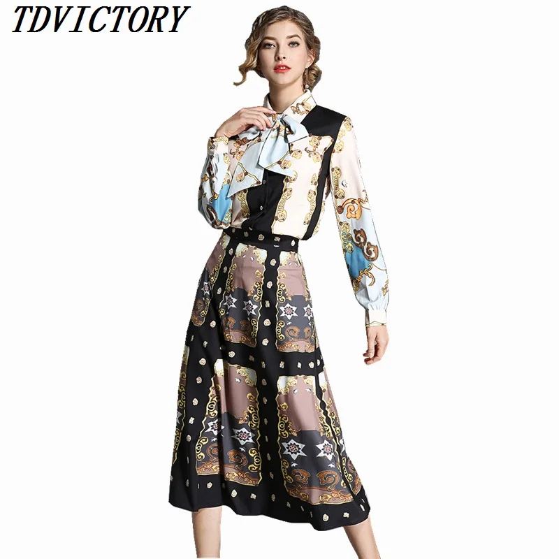 High Quality Runway Skirt Suits 2019 Summer Women Bow