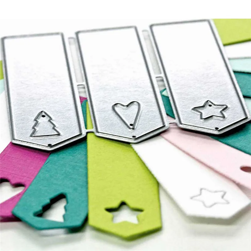

Naifumofo 3 Pcs Metal Cutting Dies Scrapbooking for Card Making DIY Embossing Cuts New Craft Tag Dies with Hole Star Heart Tree