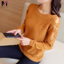 Autumn and winter sweater women loose Korean version of the head 2019 women’s sweater bottoming long sleeve hollow out shirt