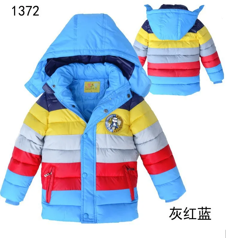 Розничная ; коллекция года; Новогоднее пальто для мальчиков; цветная хлопковая стеганая куртка в полоску для мальчиков; детское зимнее пуховое хлопковое пальто - Цвет: blue