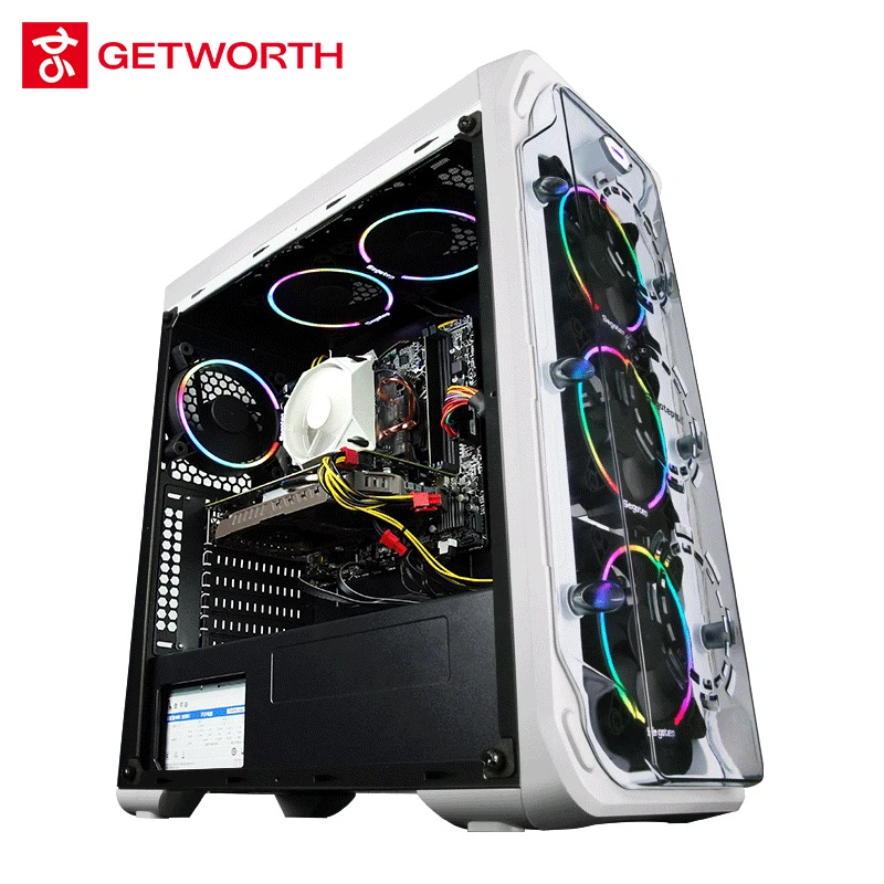 GETWORTH S9 AMD рабочего Ryzen5 2600 GTX1050TI 4G MSI A320M intel 180 г SSD 8G RAM Бесплатная RGB Поклонники PUBG Accpet настройки белый