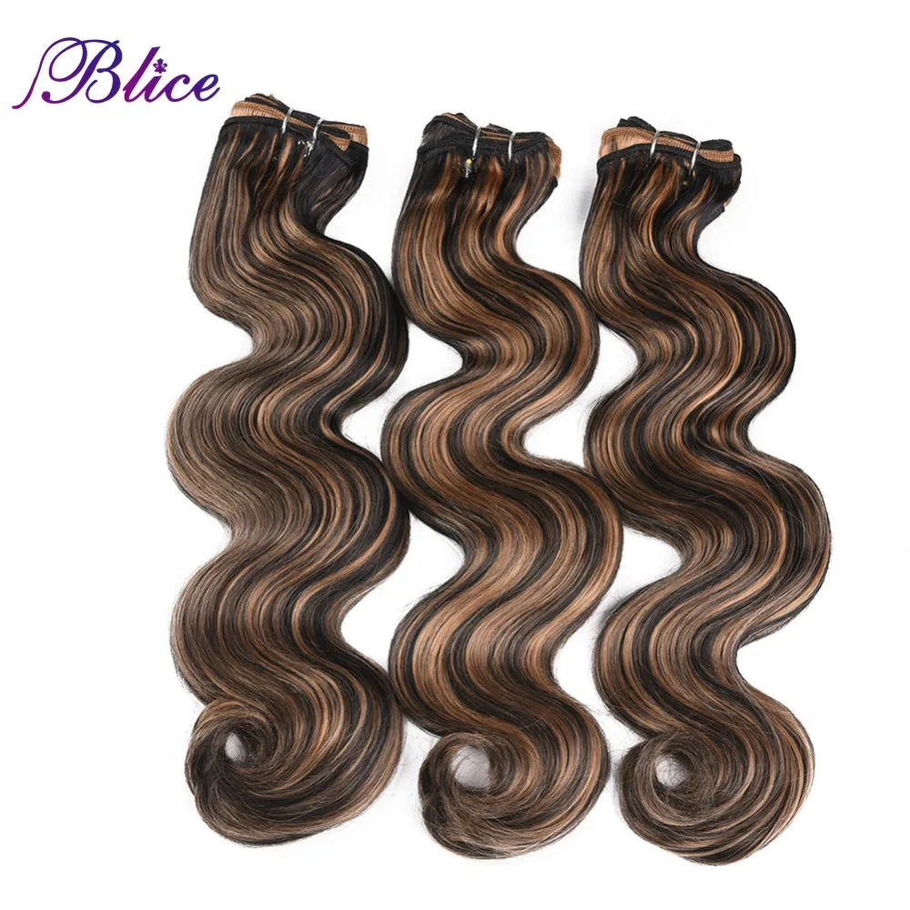Trama do Longa Sew em Extensões do Cabelo da Onda do Corpo Blice Cabelo Sintético Tecelagem Polegadas Cores Misturadas Duplo 100 g – Peça 3 Peças Lote 18-26