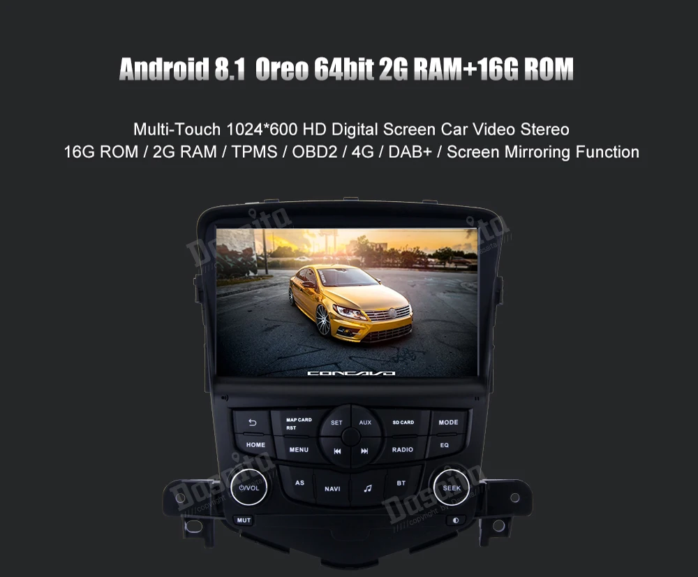 Dasaita " Android 9,0 Автомобильный gps плеер Navi для Chevrolet Cruze 2008-2011 с 2G+ 16G четырехъядерный авто стерео радио мультимедиа