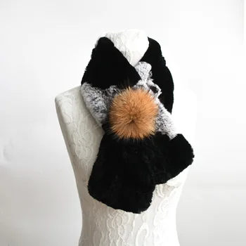 

Top Women Real Fur Raccoon fur ball and fox fur ball Scarves Animals Rex Rabbit Fur For Sweet Girls Short Length