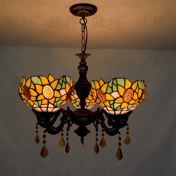 Американский Пастырское Тиффани подвесной светильник витражи для спальни гостиной ресторан кафе подвесной светильник