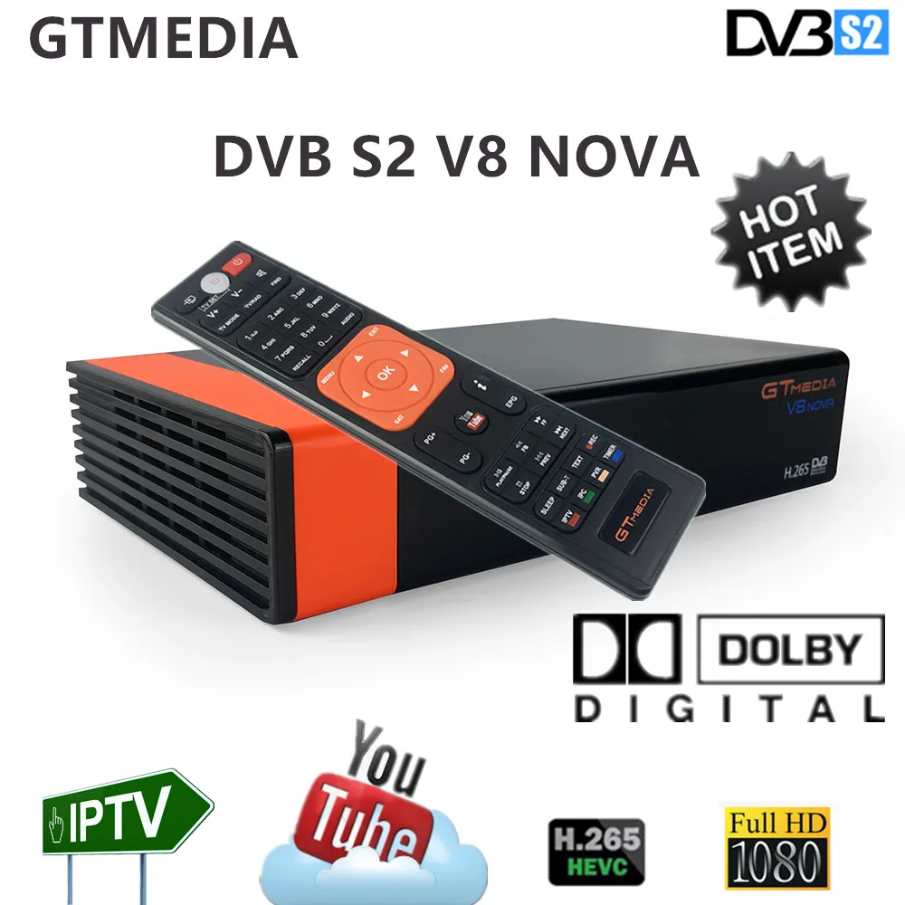 

GT Media FREESAT DVB S2 V8 H.265 support AC3,YouTube,Bisskey,Cccam,Wifi,PVR,Network Sharing HD Satellite Receiver Set top boxes