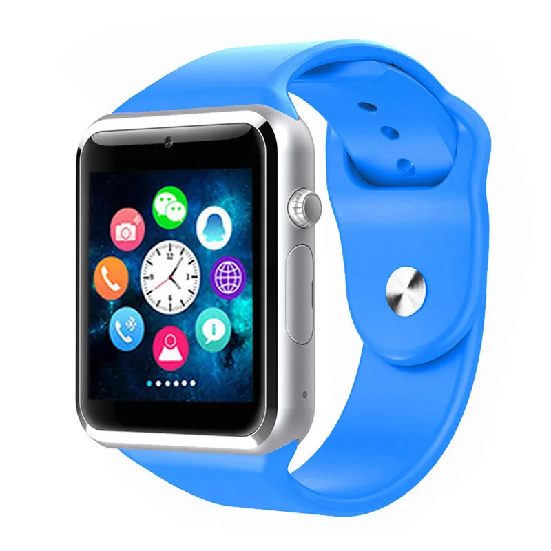 50 шт. A1 Смарт часы Bluetooth наручные часы Спорт шагомер с SIM Камера Smartwatch для Android телефон Россия T15 GT08 DZ09 Q18 - Цвет: Синий
