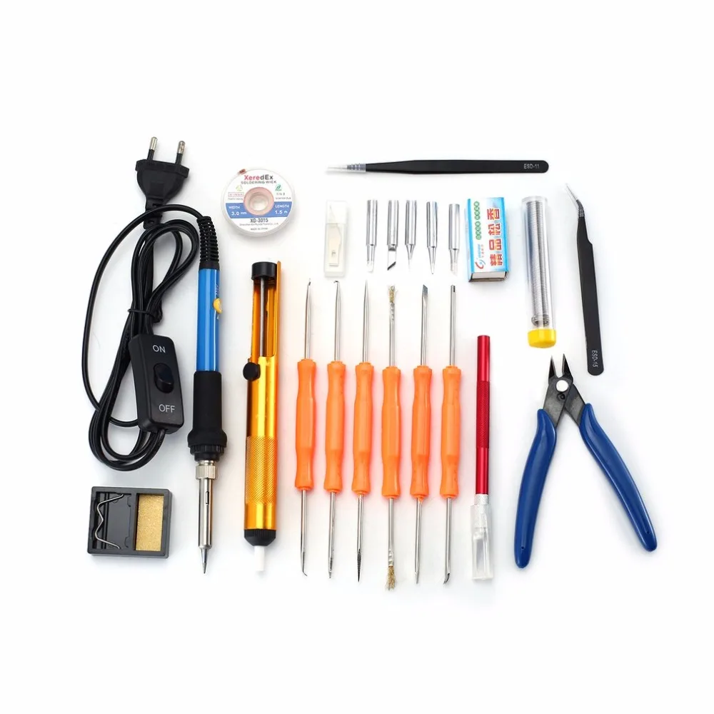 

220V Adjustable Temperature Electric Soldering Iron Kit 60W Welding Solder Station Heat Pencil with Switch Repair Tool
