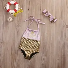 Купальники для девочек Русалка плавающая принцесса купальник-бикини для детей с открытой спиной Холтер набор для купания Костюмы