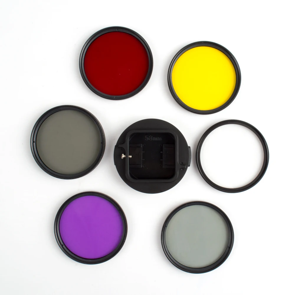 

For Gopro Accessories 6 in 1 58mm Lens Filter Kit Protection Lens Cover Set For Go Pro 4 Session Acor Gopro Hero 4/5 Session