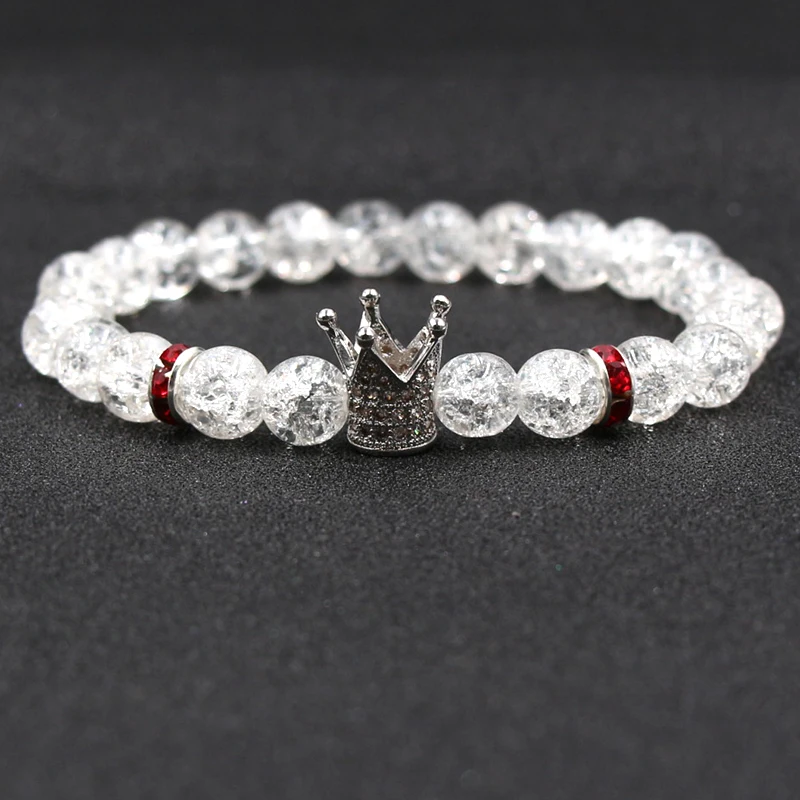 

Foreign Trade Bracelet White Crystal White Burst Crystal Bracelet Bead Bracelet Micro Inlay Crown DIY Handmade Jewelry