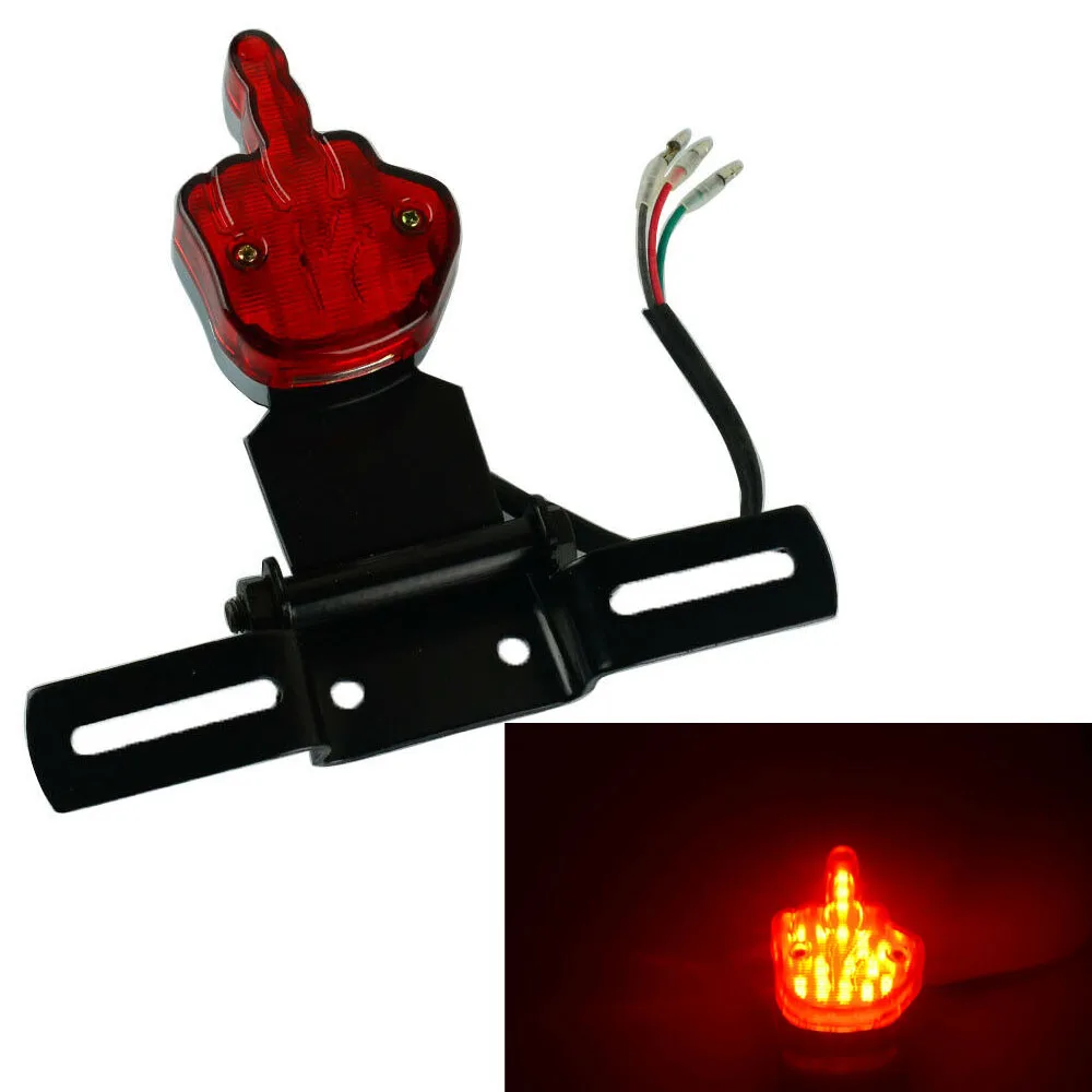 

Motorcycle LED Middle Finger Style LED Running Taillight Red Rear Brake Stop Lamp For Harley Honda Cafe Racer Bobber Choppers