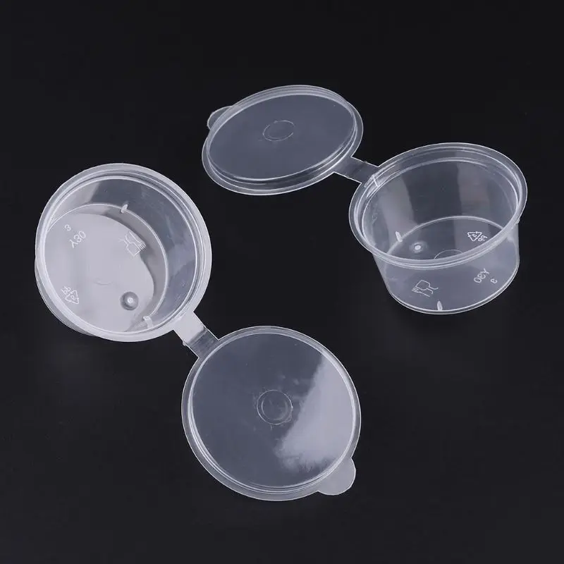 

10pcs Disposable Clear Plastic Sauce Chutney Cups Slime Storage Container Box With Lids 30ml