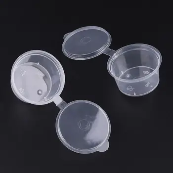 

10pcs Disposable Clear Plastic Sauce Chutney Cups Slime Storage Container Box With Lids 30ml