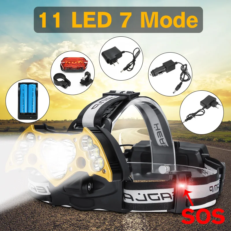 

7*t6 headlight 3 modes 90000lm LED Smuxi headlamp head light waterproof flashlight zoomable use 18650 for hunting cycling campin