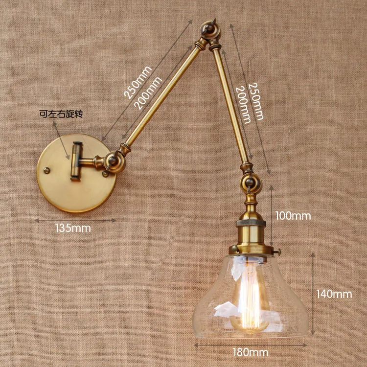 Настенный светильник винтажный латунный с длинным рукавом|applique led|wall lights glasswall light