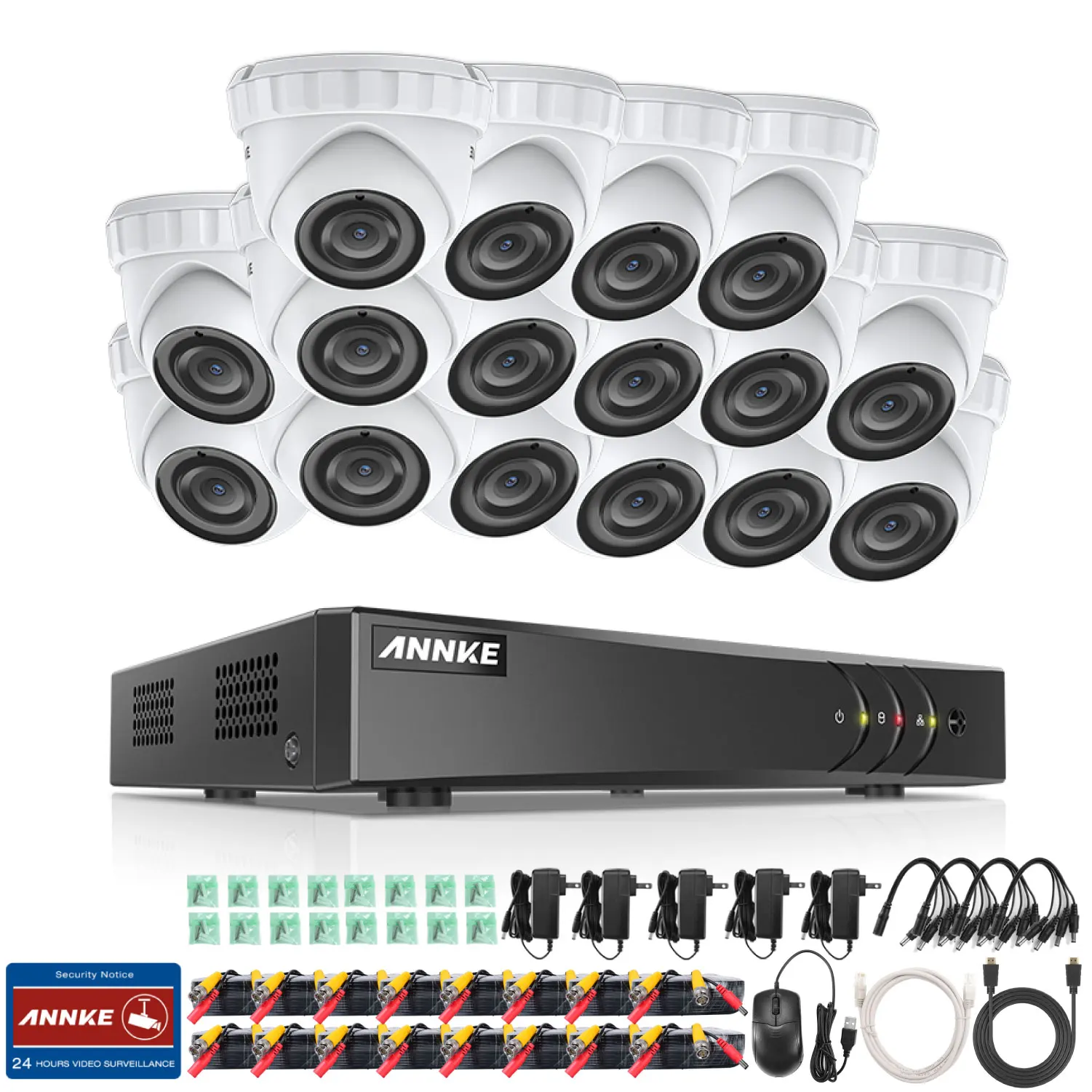 ANNKE 16CH HD 3MP видео система безопасности 5в1 DVR 16 шт. TVI купольная камера Открытый атмосферостойкий PIR детектор движения комплект домашнего видеонаблюдения