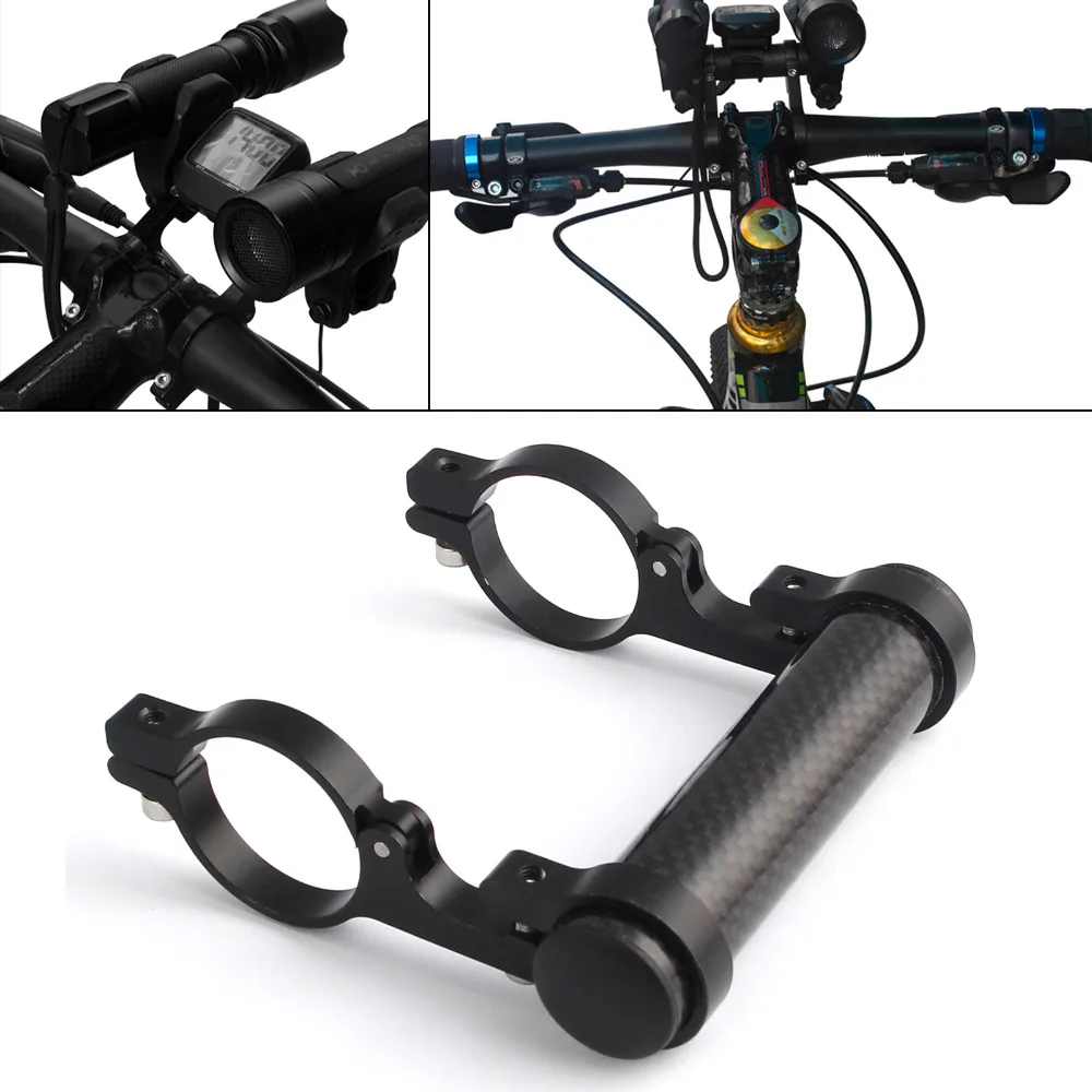 Road Bicycle Bike Double Handlebar Extension Mount Carbon Fiber Extender Holder For Light Extended 31MM Flashlight Holder