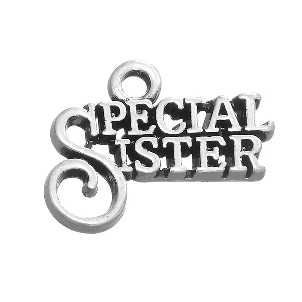

10pcs Charms Special Sister 18x16mm Antique Silver Pendant Special Sister Charms For Jewelry Making Jewelry Findings