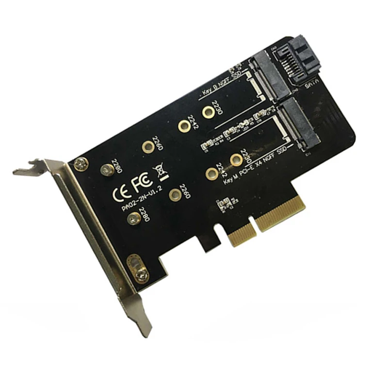Двойной адаптер M.2 PCIe M2 SSD NVME M Key на базе SATA B к PCI E 3 0x4 контроллеру конвертерная