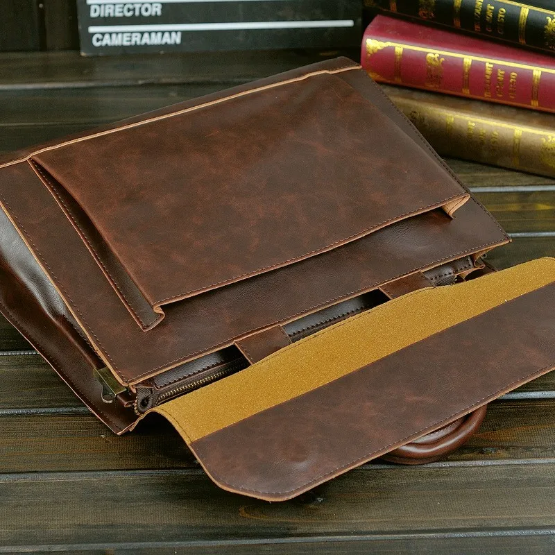 ZYJ мужские деловые кожаные портфели для ноутбуков, сумки на ремне, винтажные дорожные сумки через плечо, портфель, сумка