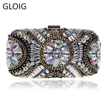 GLOIG Винтаж для женщин вышивка вечерние сумки алмазы из бисера металла ежедневные клатчи маленький карман кошелек Свадебная вечеринка сумки