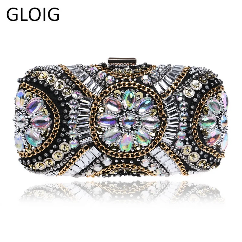 Винтажные женские вечерние сумки GLOIG с вышивкой металлические повседневные
