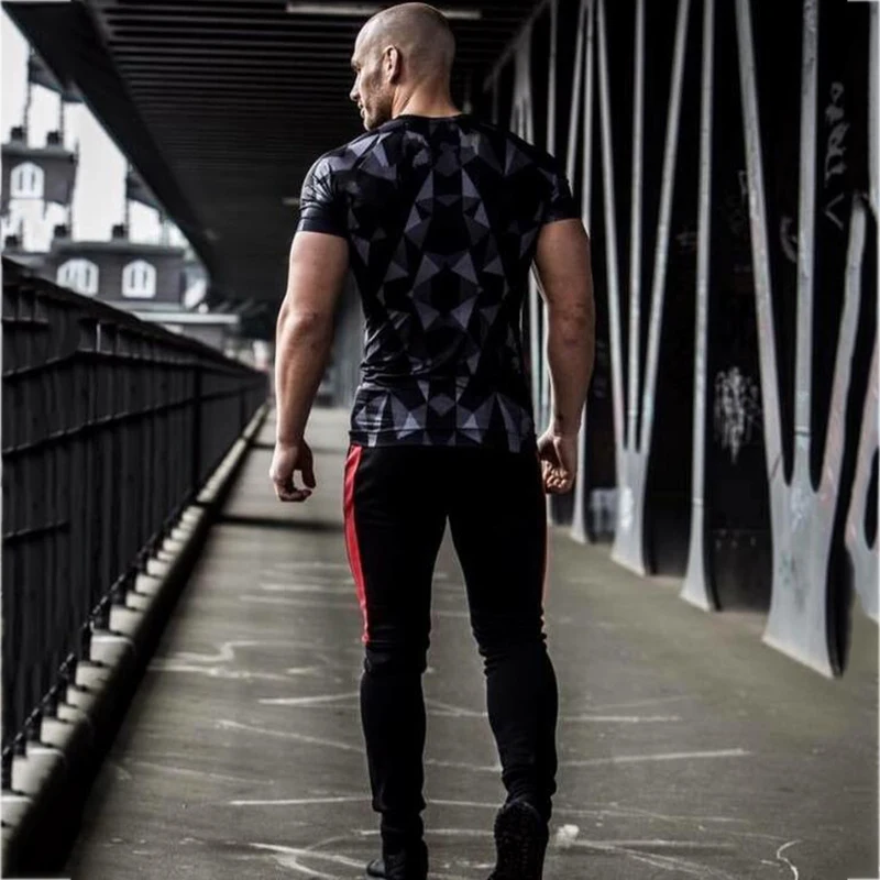 Jogging Gym T Shirt White Men Short Sleeve men top (2)