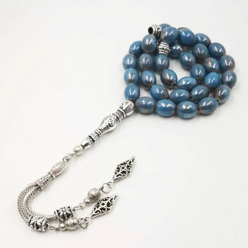 Новый стиль tasbih Керамика ручной работы 33 бусины металлические кисточки Eid